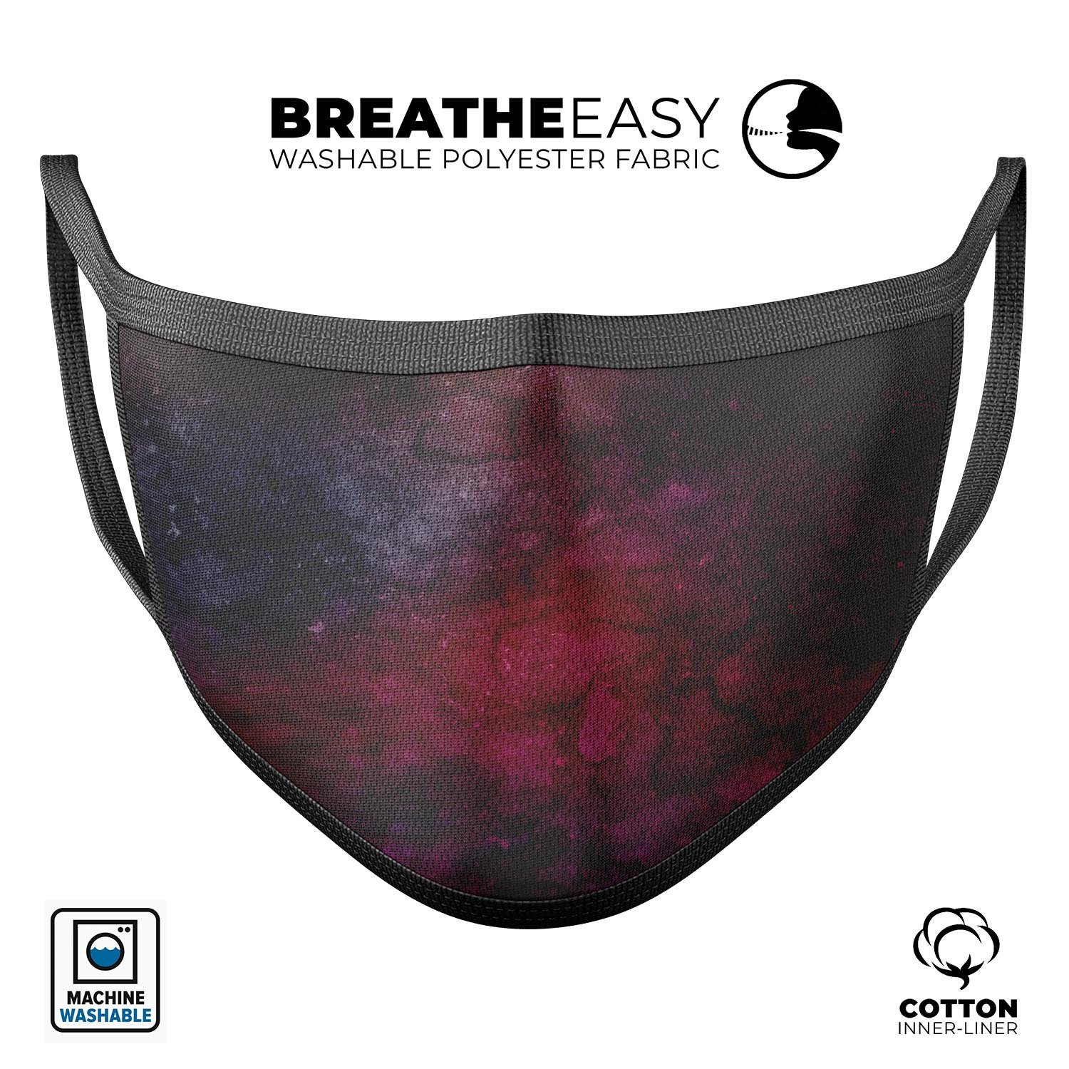 Abstract Fire & Ice V18 mouth cover, a stylish unisex anti-dust mask made in the USA, featuring vibrant dye-sublimated designs.